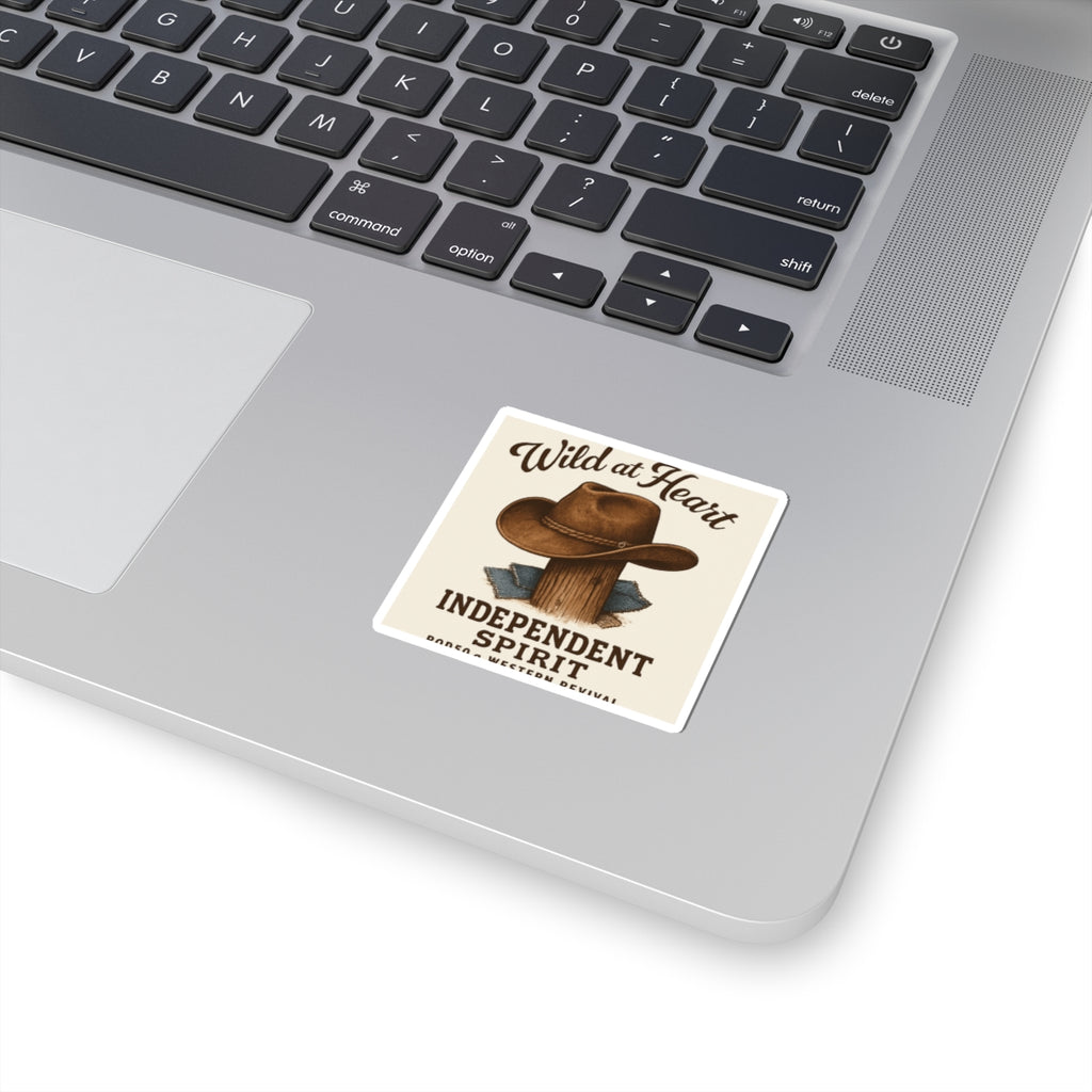 Wild at Heart Sticker — 'Independent Spirit' Cowboy Hat Kiss-Cut Sticker
