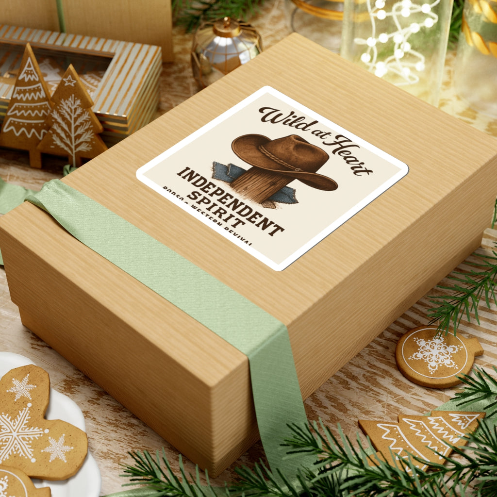 Wild at Heart Sticker — 'Independent Spirit' Cowboy Hat Kiss-Cut Sticker