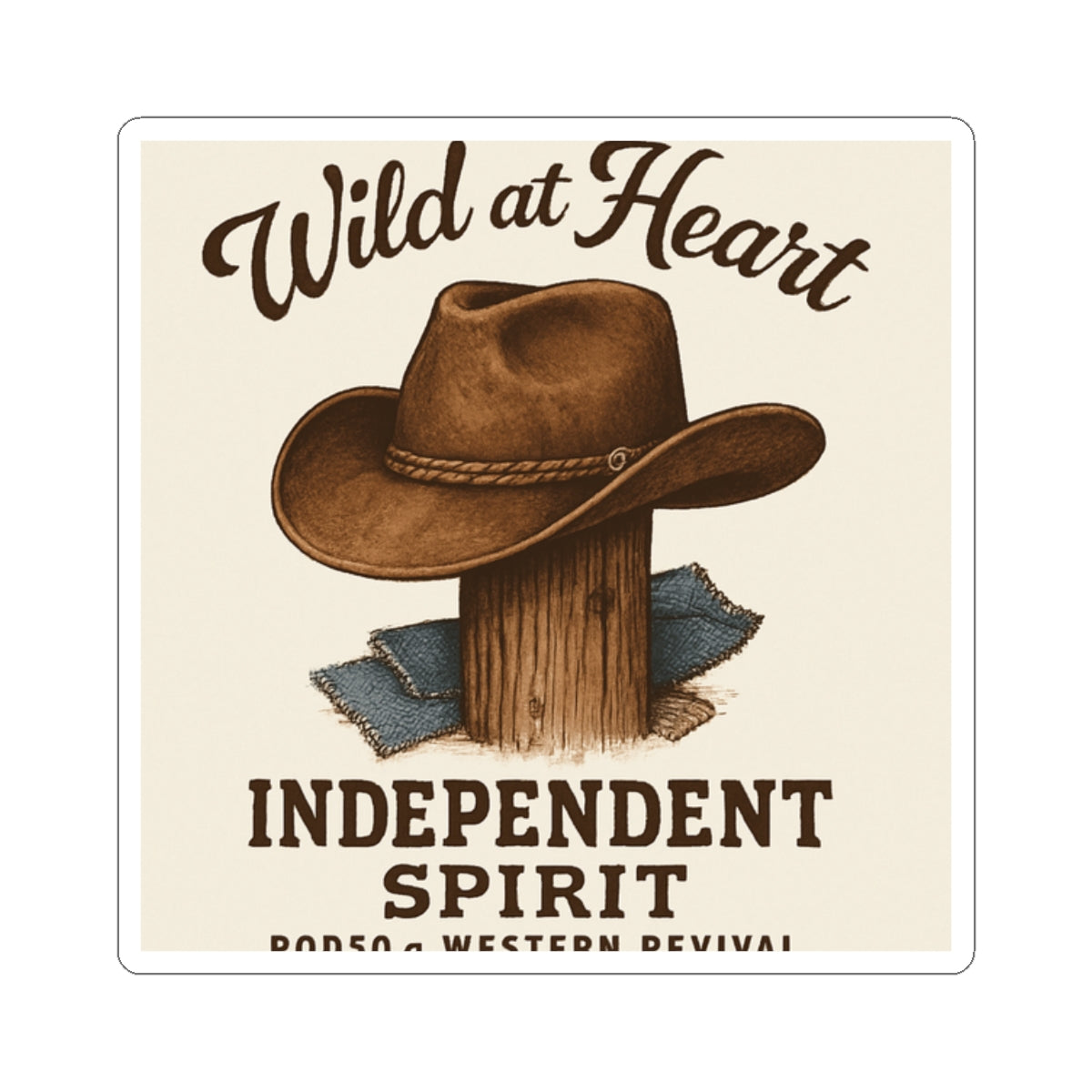 Wild at Heart Sticker — 'Independent Spirit' Cowboy Hat Kiss-Cut Sticker