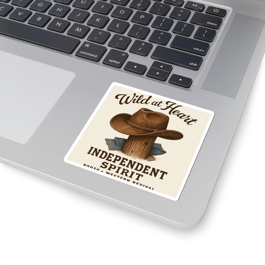 Wild at Heart Sticker — 'Independent Spirit' Cowboy Hat Kiss-Cut Sticker